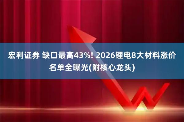 宏利证券 缺口最高43%! 2026锂电8大材料涨价名单全曝光(附核心龙头)